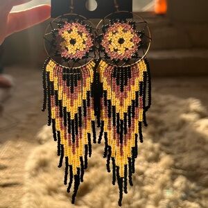 Elegant Beaded Dreamcatcher Earrings